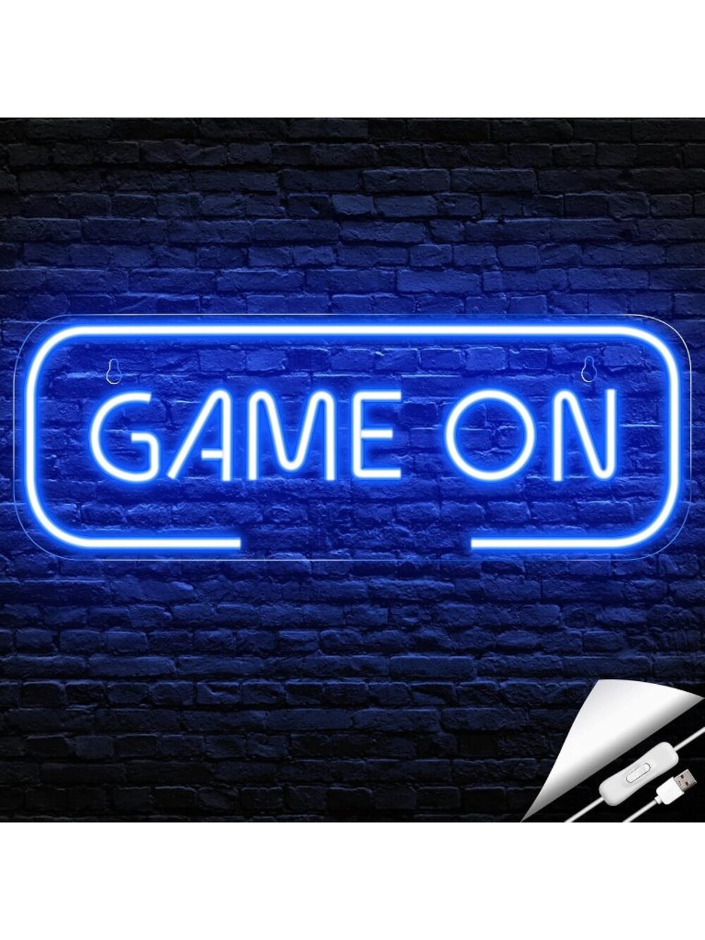 Game On Neon Sign Blue USB Powered LED Game On Neon Light Game On Neon Sign